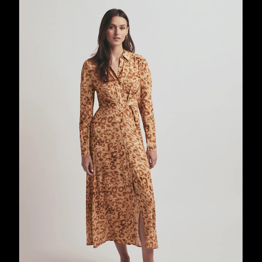 Favorite Daughter Brown and Cream Long Sleeve Dress